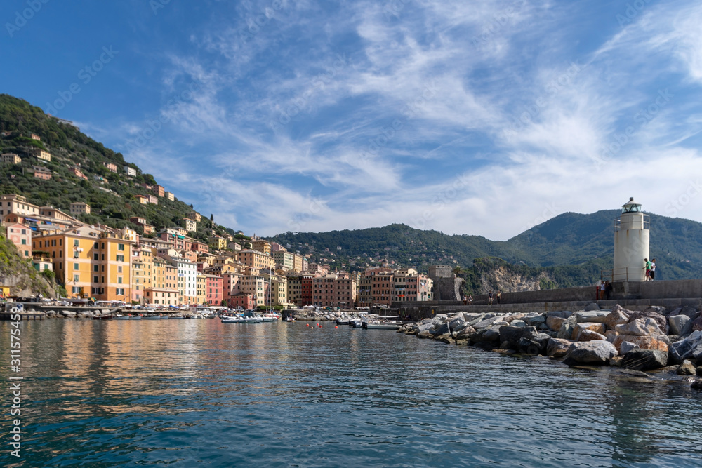 Camogli view from the sea, Liguria, Italy