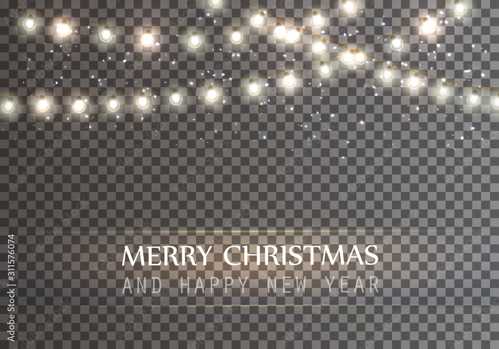 Realistic christmas garland on the transparent background.