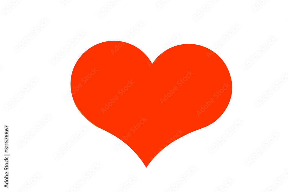 illustration of one big red heart on a white background