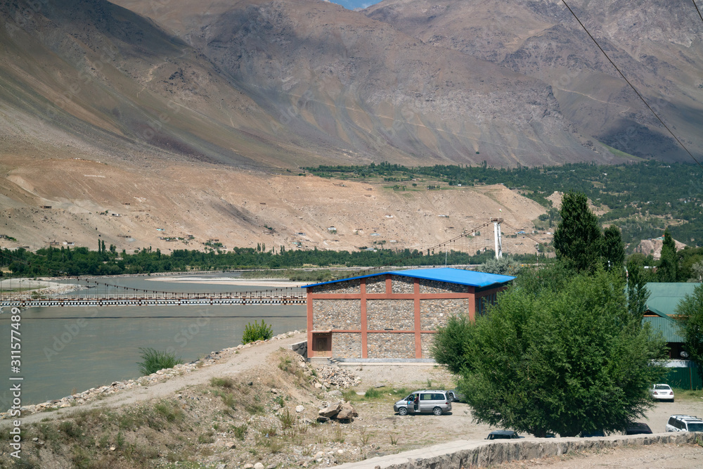 Border crossing Tajikistan - Afghanistan in Ishkashim, Tajikistan side