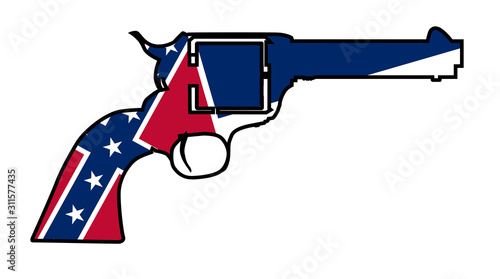 Cowboy Six Gun Silhouette with Mississippi Flag