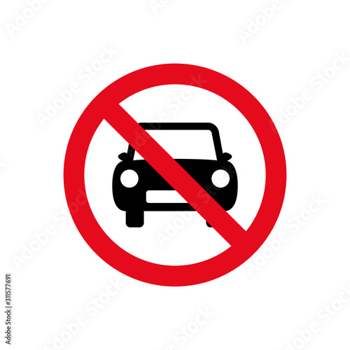 Car forbidden icon, vehicle prohibited symbol sign, no car parking