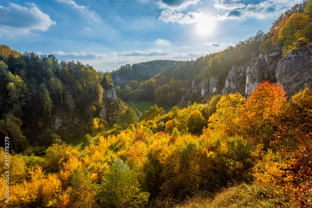Dolina Kobylańska, Jesień, krajobrazy, Małopolska, Polska, turystyka - obrazy, fototapety, plakaty 