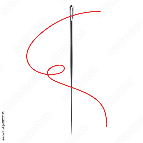 Sewing Needle vector icon. Thread vector sew tailor logo. isolated needle illustration