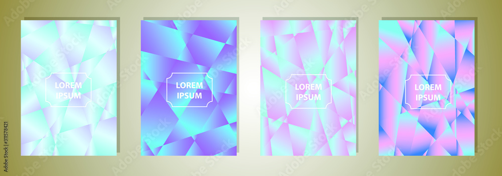 Set of colorful polygonal Vector EPS 10 illustration Gradient Background Texture. Simply geometric pattern. Template for design, banner, flyer, wallpaper, brochure, smartphone screen, mobile app. 
