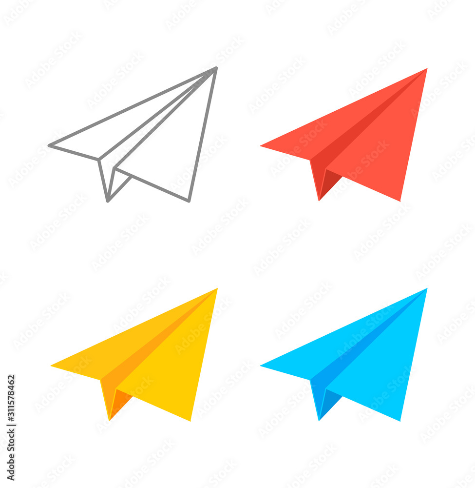 Paper plane isometric vector icon set. Origami paper airplane illustration Paper plane isometric vector icon set. Origami paper airplane illustration