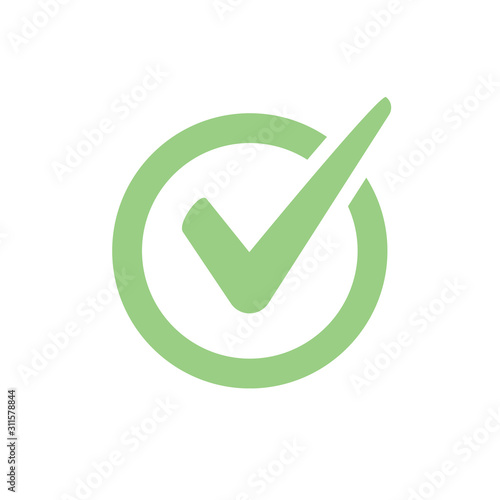 Check mark vector icon. Checkmark right symbol tick sign. Ok button correct circle icon