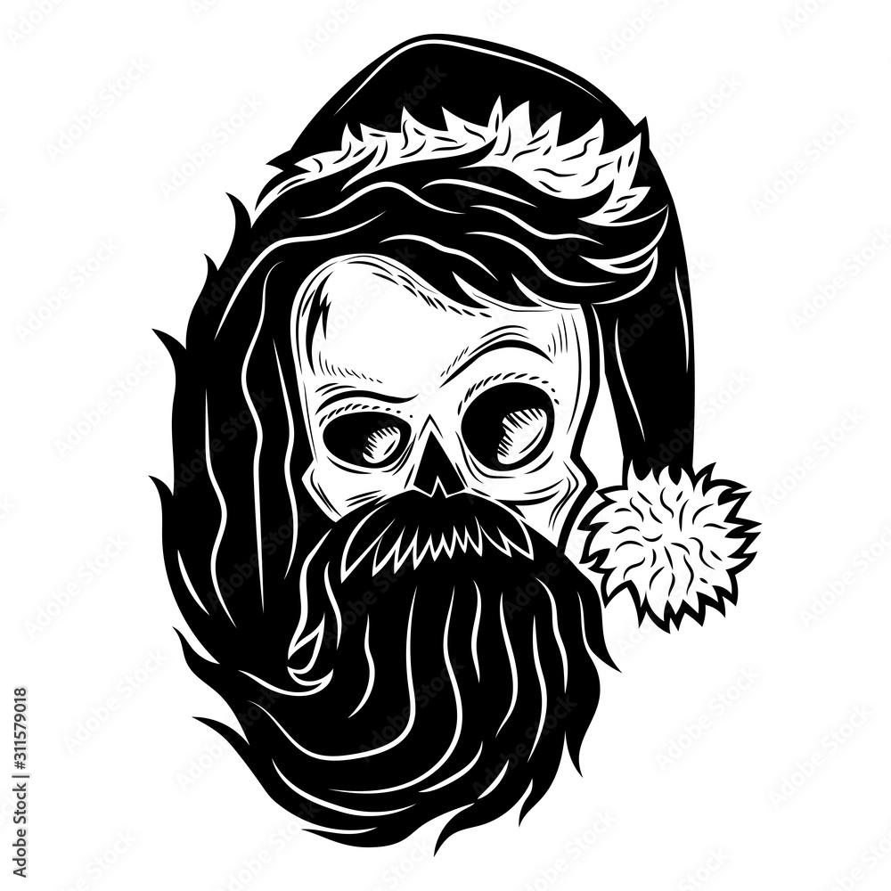 Fototapeta premium Black skull sign on a white background.