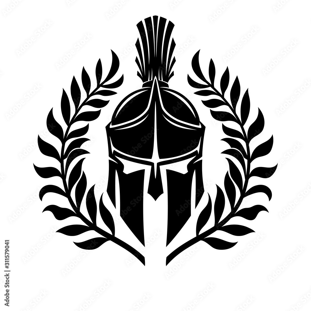 Black Spartan helmet on a white background. Stock Vector | Adobe Stock
