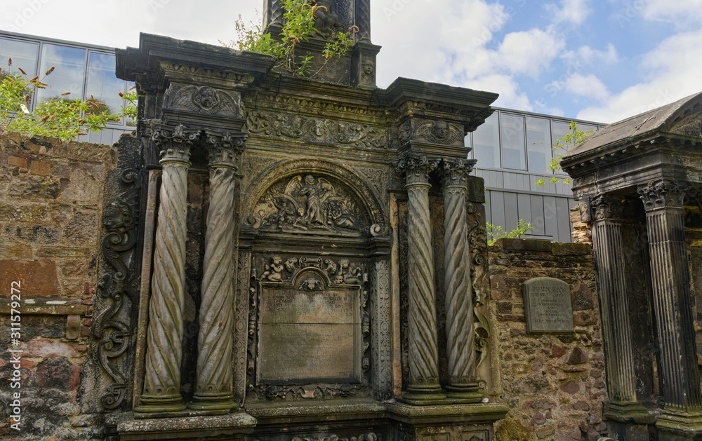 Greyfriars kirkyard - ornamented tombstone - III - Edinburgh