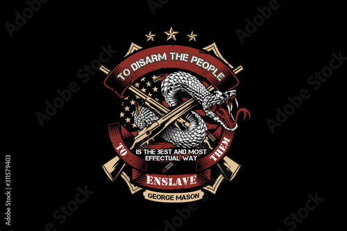 rifle with snake militari theme vector