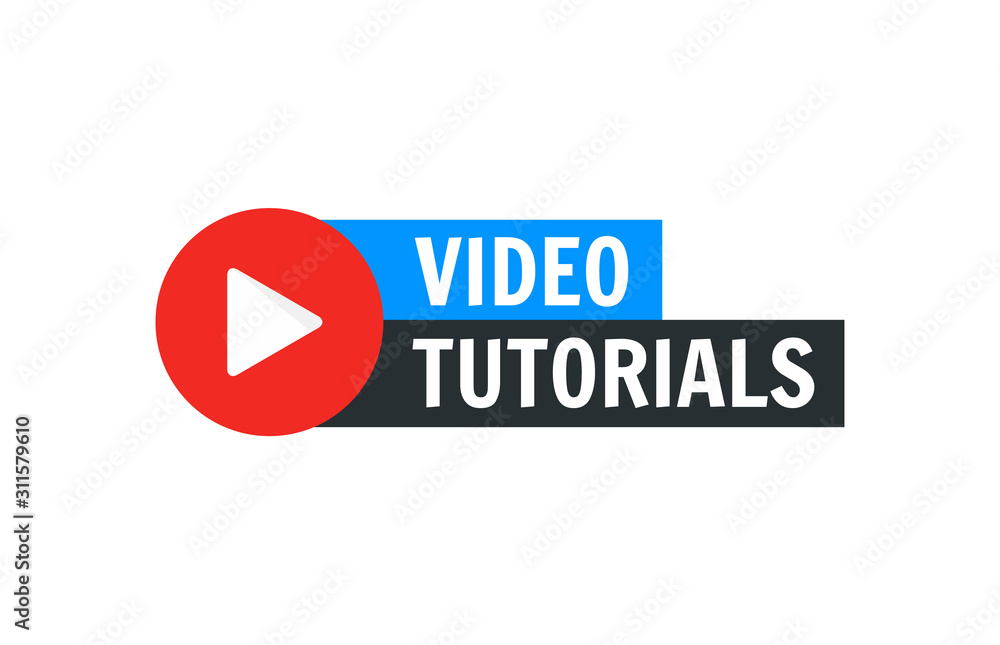 Video tutorial vector icon. Webinar training online video tutorial marketing flat media - obrazy, fototapety, plakaty 