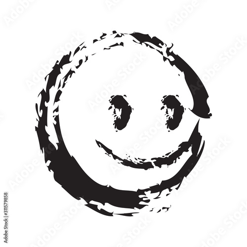 Emoticon grunge icon vector in design template