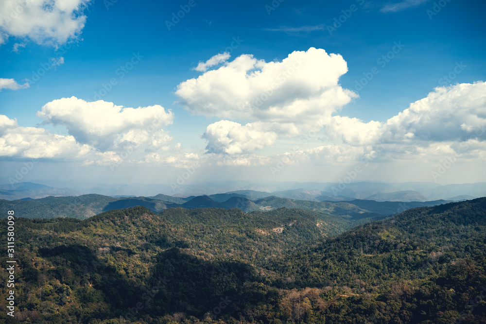 Fototapeta premium Daytime mountain clear sky Mountain landscape