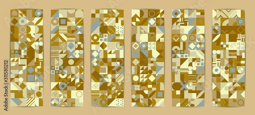 Simple banner of decorative patterns colored geometric composition flat style
