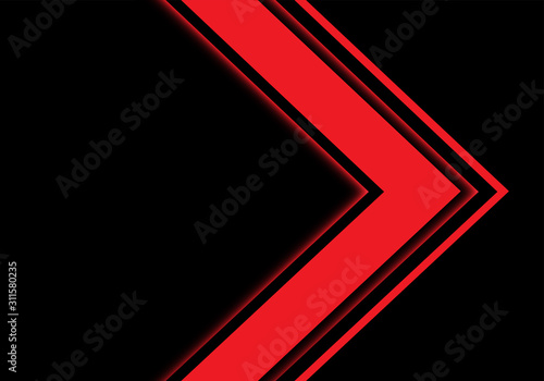 Abstract red light arrow direction on black blank space design modern futuristic technology background vector illustration.