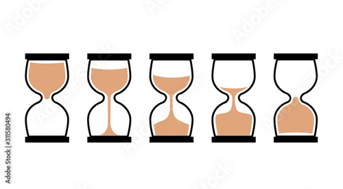 Sand clock time icon. Hour glass sand watch timer. Hourglass illustration flat sandclock