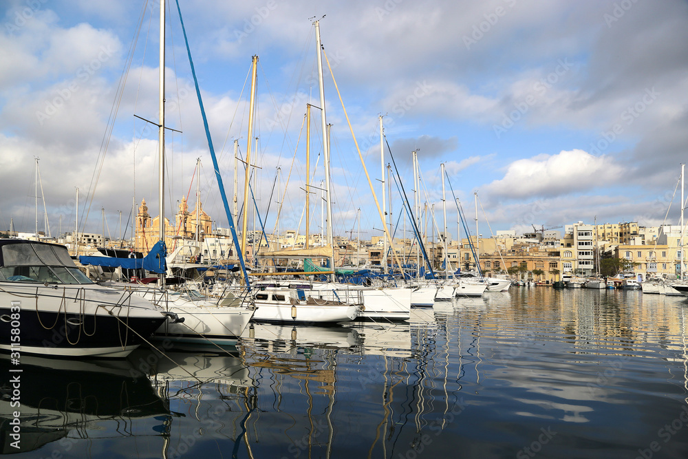 Sliema, Malta - 11.29.2019: Yacht Marina