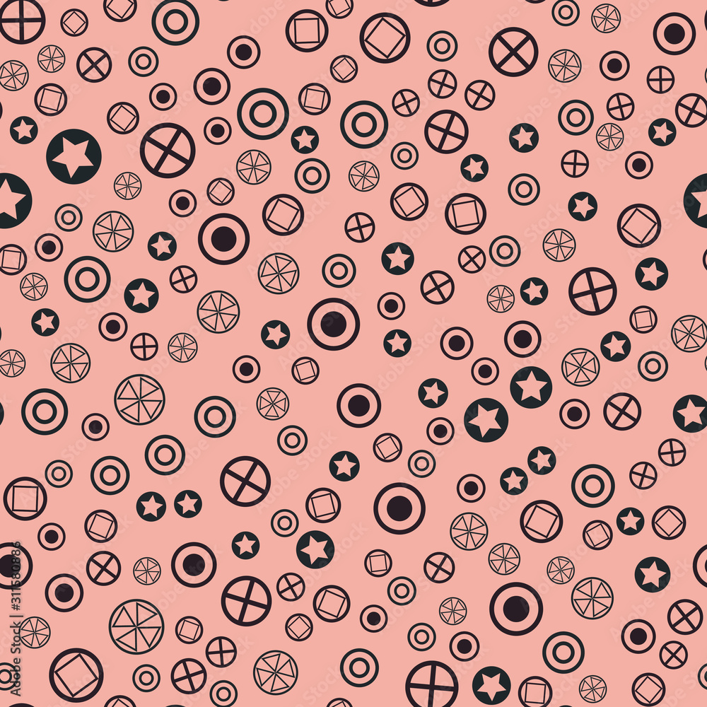 Colorful pattern with different shapes objects. Texture background for textile, print, paper, fabric background, wallpaper Colorful pattern with different shapes objects. Texture background for textile, print, paper, fabric background, wallpaper