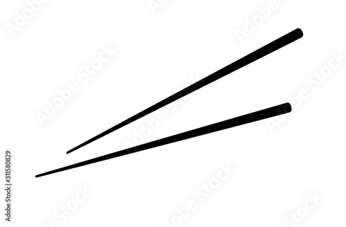 Chopstick vector chinese sushi isolated black white japanese chop food stick. Japan wooden bamboo stick