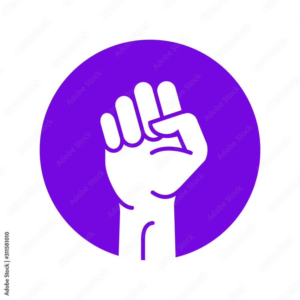 Fist hand power logo. Protest strong fist raised fight icon, rebel illustration Fist hand power logo. Protest strong fist raised fight icon, rebel illustration