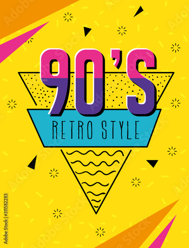 poster of nineties retro style pop art vector illustration design