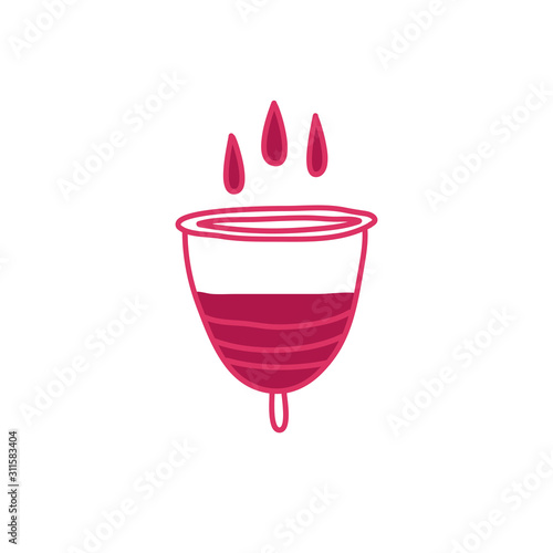 menstrual cup doodle icon, vector illustration