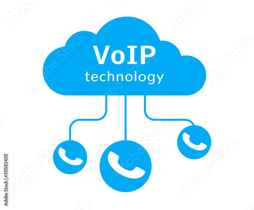 Voip vector icon. Internet call concept connection. Voice over network, voip sign