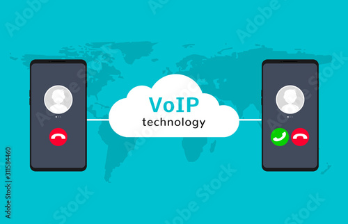 Voip call system voice phone technology. Voice over ip internet video telephony mobile cellphone