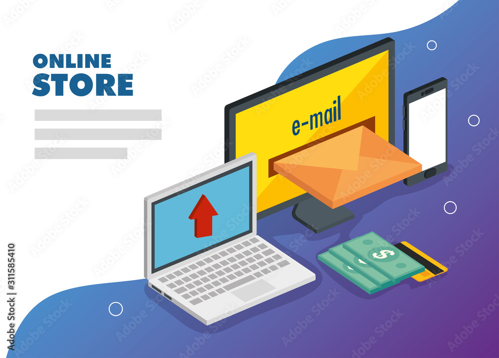 computers with icons of store online vector illustration design computers with icons of store online vector illustration design
