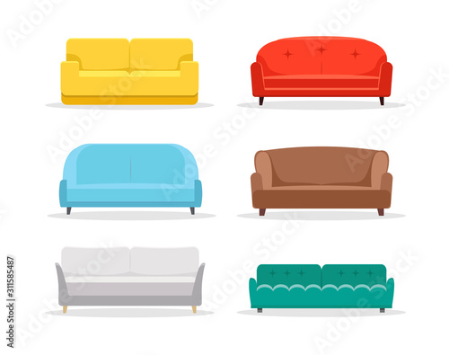 Sofa flat vector icon furniture. Interior couch home sofa seat illustration design