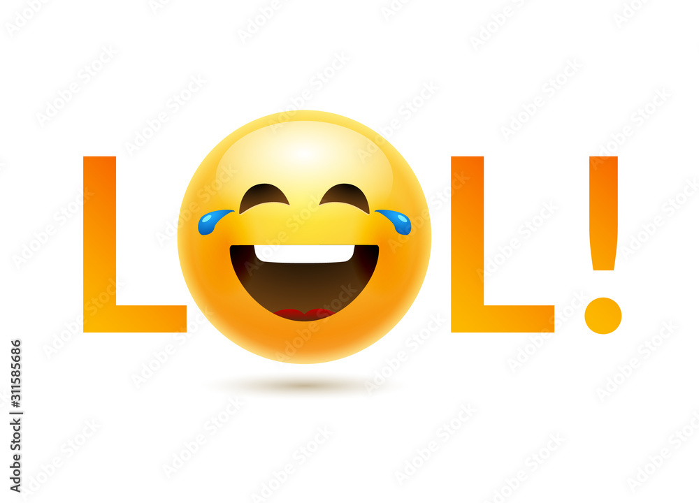 Lol emoji icon smile face. Emoticon joke happy cartoon funny lol emoji  illustration Stock Vector | Adobe Stock