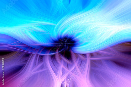 Abstract design of blue twisted light fibers