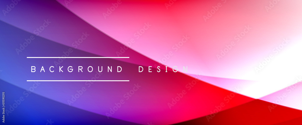 Wave liquid style lines with shadows and light on gradient background. Trendy simple fluid color gradient abstract background with dynamic straight shadow line effect