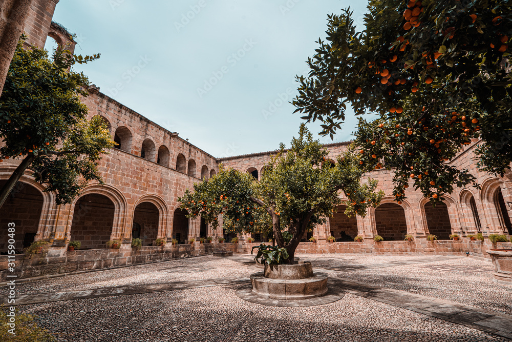 Fototapeta premium View of a Medieval Cloister in Extremadura, Spain.