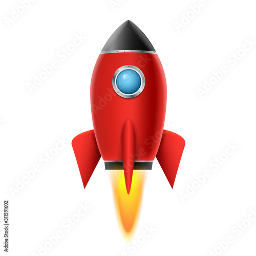 3d rocket space ship launch background. Realistic rocketship spaceship vector design. Shuttle creative icon