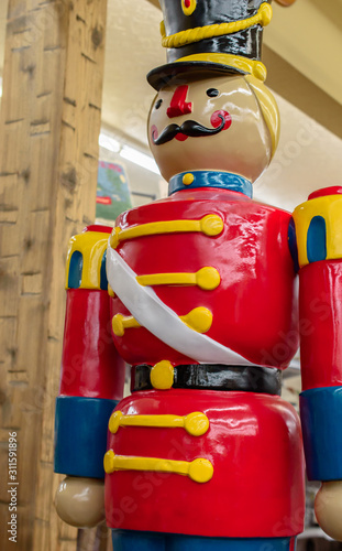Giant Toy Soldier in Store Setting at Christmas