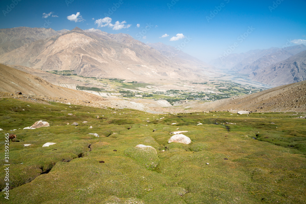 Fototapeta premium View to Ishkashim city from mountain in Afghanistan
