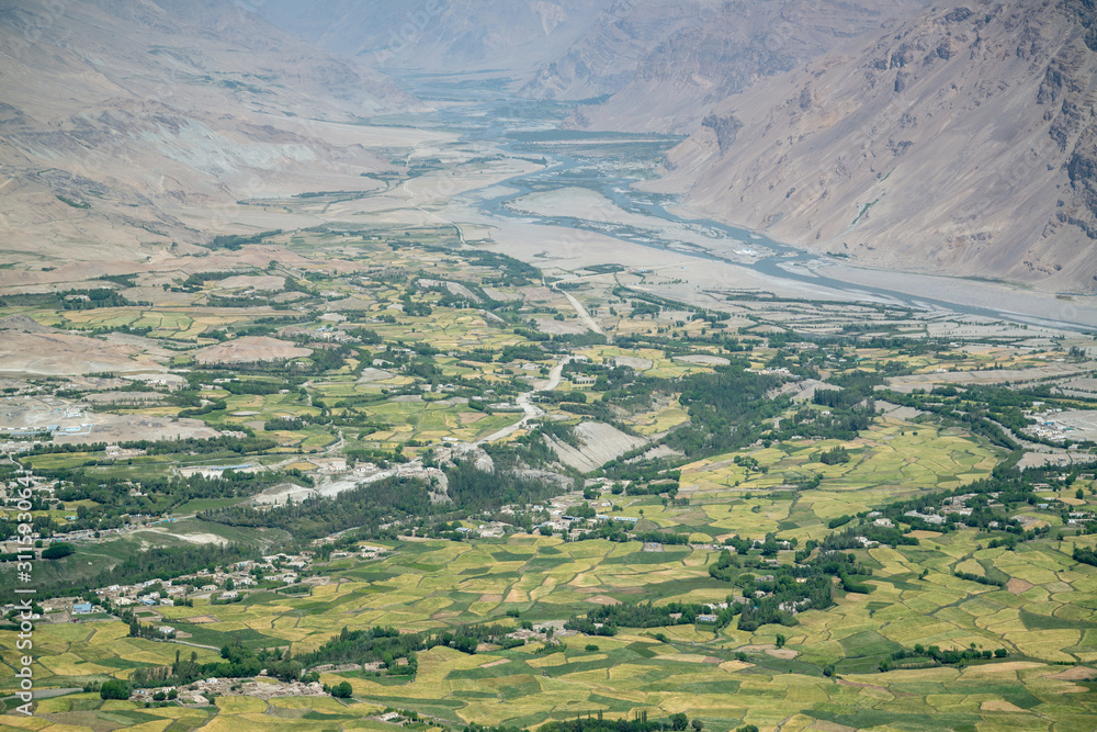 View to Ishkashim city from mountain in Afghanistan View to Ishkashim city from mountain in Afghanistan