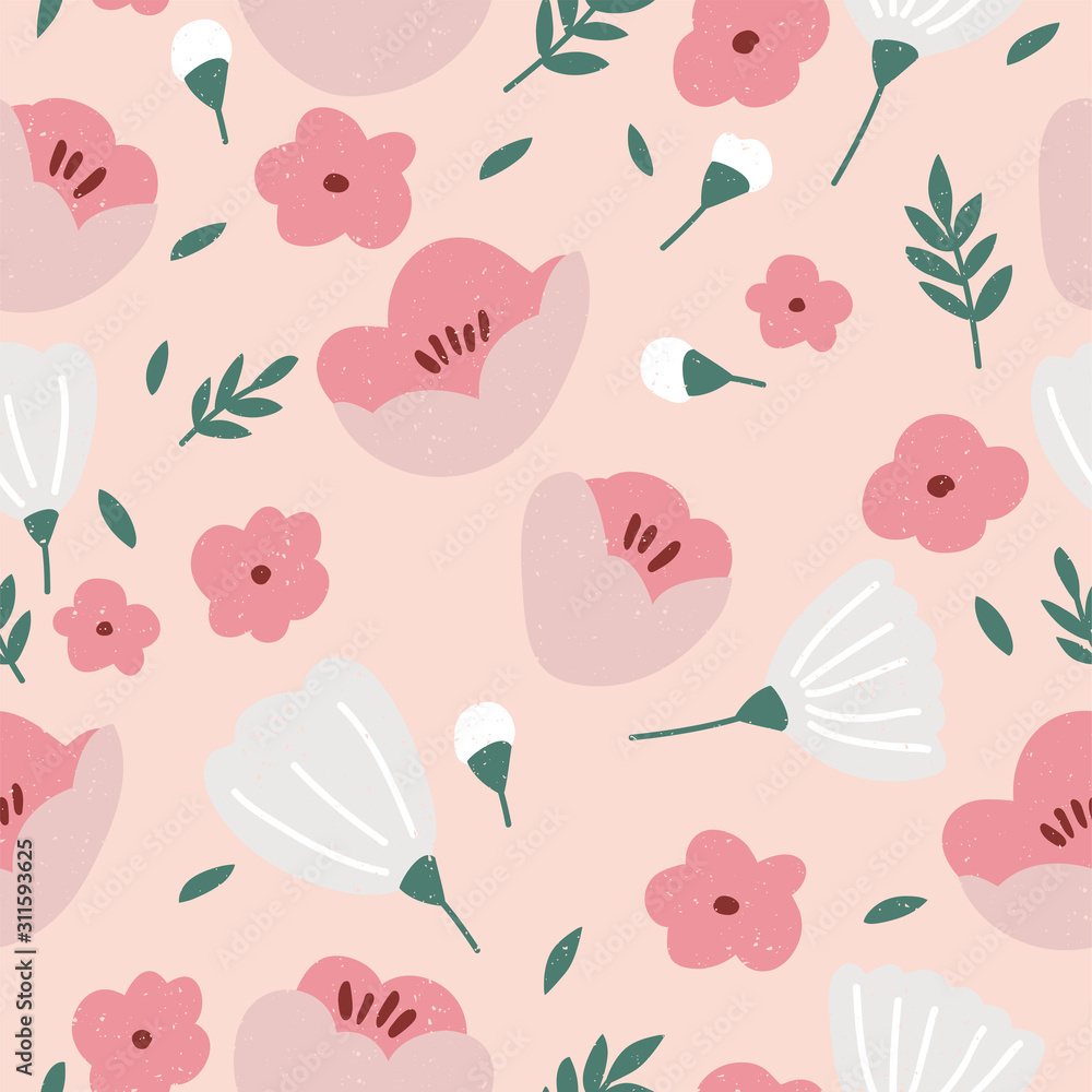 Vector illustration seamless floral pattern. Flowers background for cosmetics packaging. Vector illustration seamless floral pattern. Flowers background for cosmetics packaging.