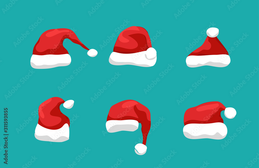 Santa hat vector christmas flat isolated illustration design. Santa claus cap xmas icon Santa hat vector christmas flat isolated illustration design. Santa claus cap xmas icon