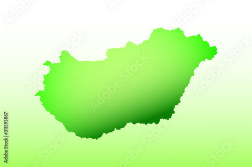 Hungary map using green color with dark and light effect vector on light background illustration