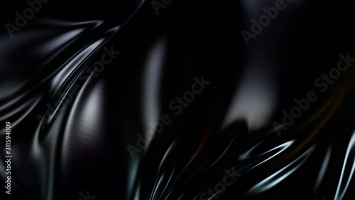 4k 3D animation of wavy black cloth surface that forms ripples like in fluid surface or folds like in tissue. Black silky fabric forms beautiful folds in the air in slow motion. Animated texture. 7 photo