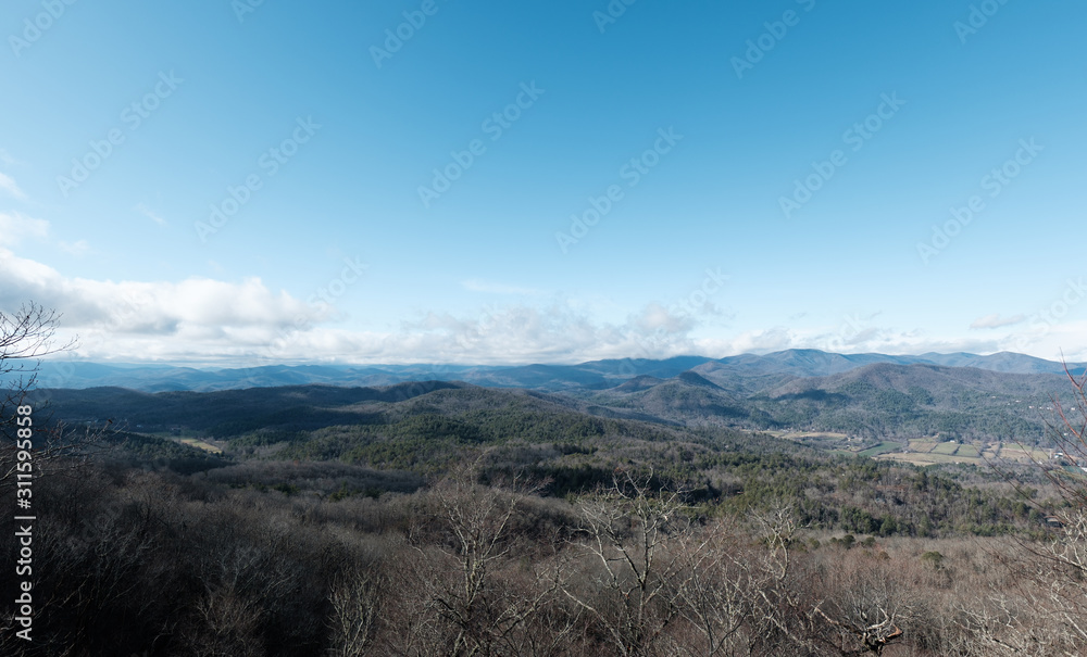 Panorama over looking a mountain scene in Georgia 
