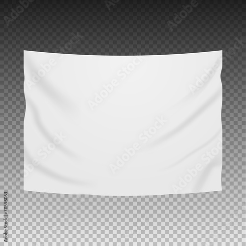 White blank vector banner textile. Empty hanging fabric banner illustration design