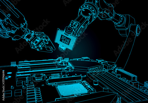 Robots assemble a computer