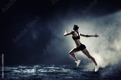 Sportswoman run race. Mixed media © Sergey Nivens