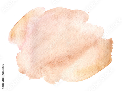 Watercolor hand-painted abstract stain pastel pink color stains illustration texture on white background