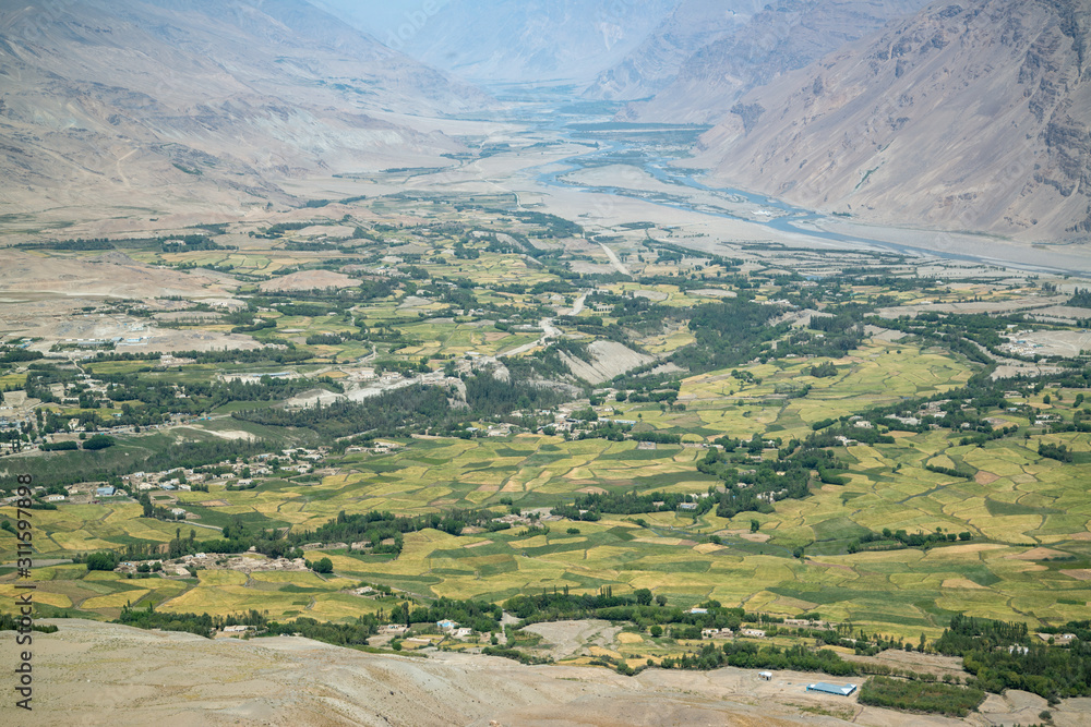 View to Ishkashim city from mountain in Afghanistan View to Ishkashim city from mountain in Afghanistan