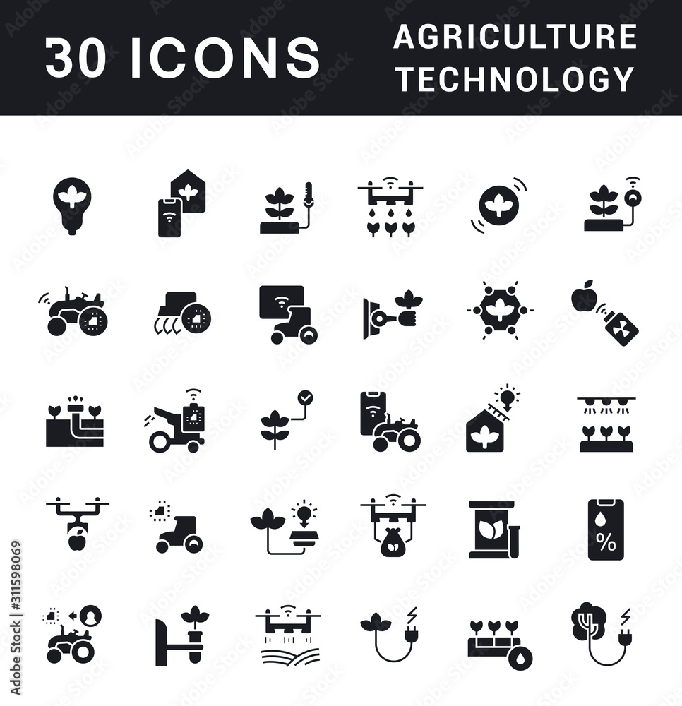 Set of Simple Icons of Agriculture Technology Set of Simple Icons of Agriculture Technology